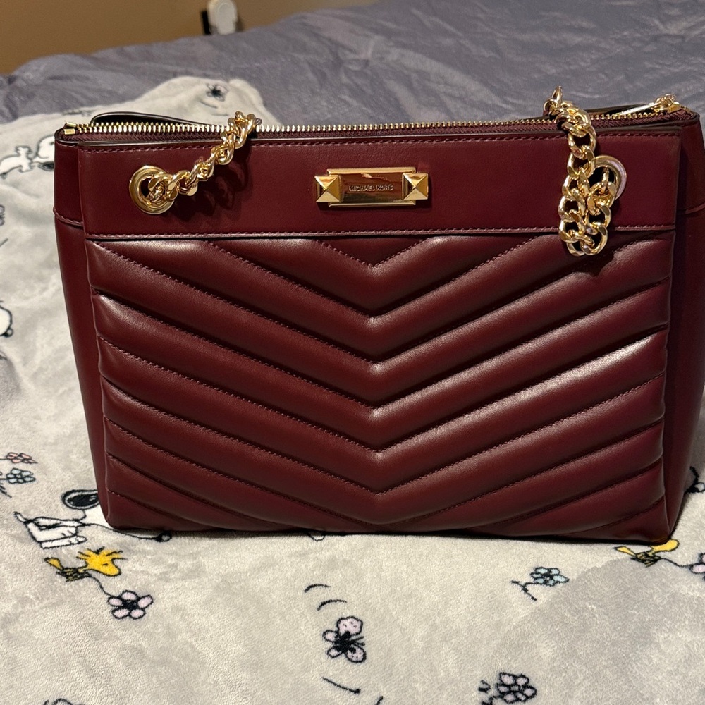 Michael Kors Burgundy Quilted Shoulder Bag